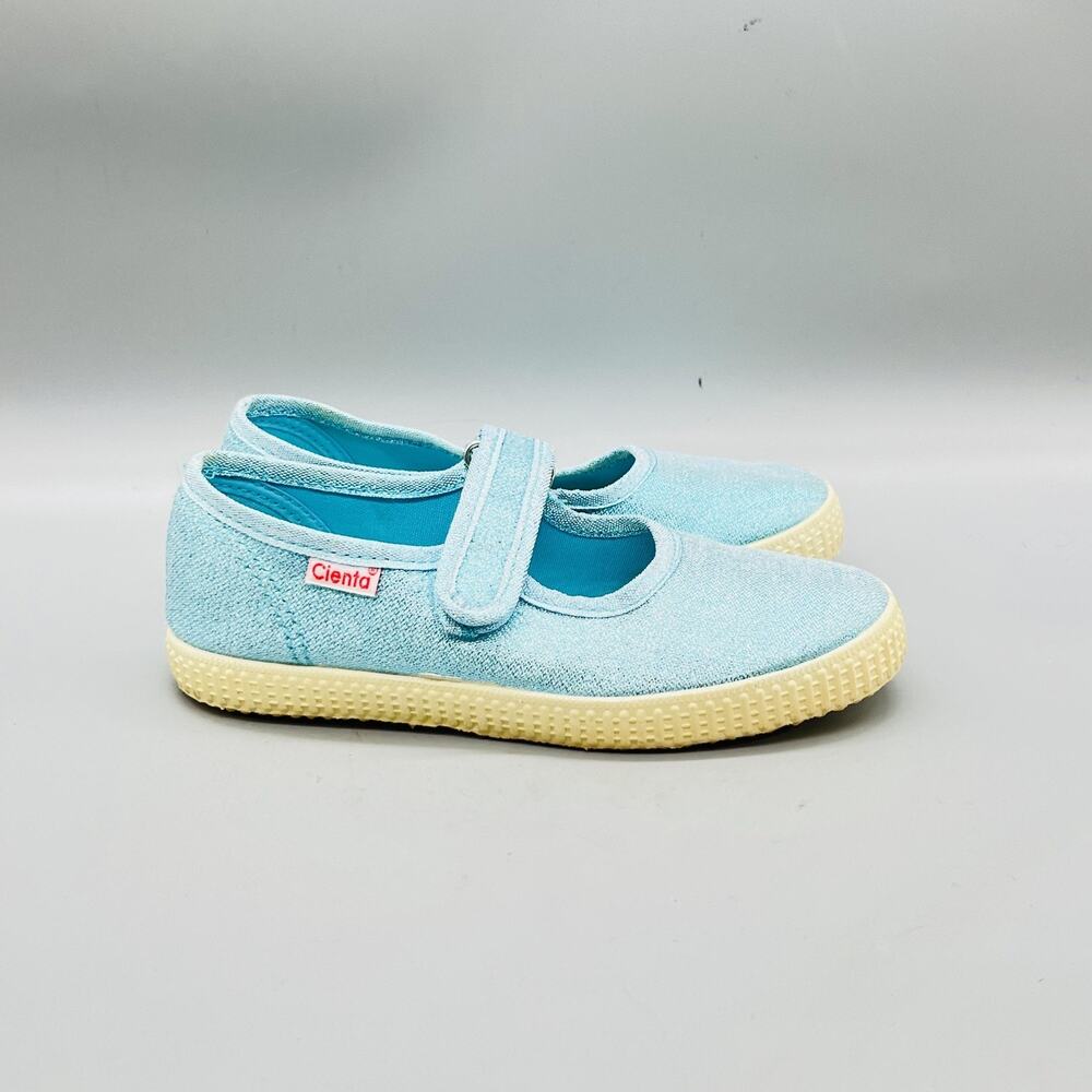 Cienta Shoes Girls US 1 Light Blue Canvas Mary Jane Hook & Loop Casual Comfort